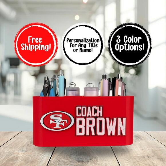 Personalized San Francisco 49ers Desk Organizer, 49ers Gifts - Picture 1 of 10